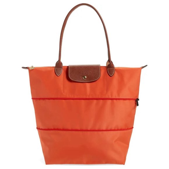 ❤️ NWT LONGCHAMP Le Pliage Expandable Large Shoulder Tote ORANGE 100% AUTHENTIC - Picture 1 of 16